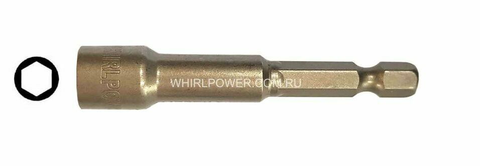 967-22-2 Ключ-насадка магнитная 1/4" х 65 мм с магнитом усиленная прочная для кровельного самореза Whirlpower